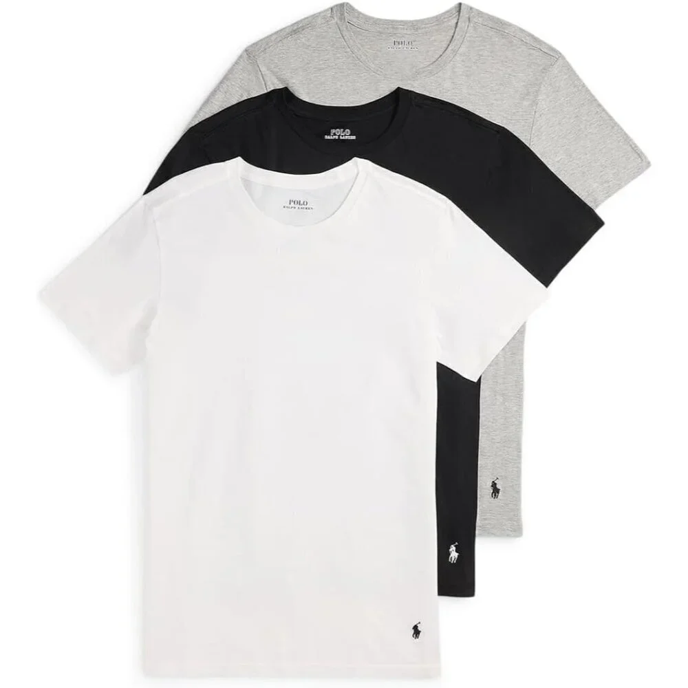 Mens Slim Fit Cotton Crew Undershirt 3-Pack